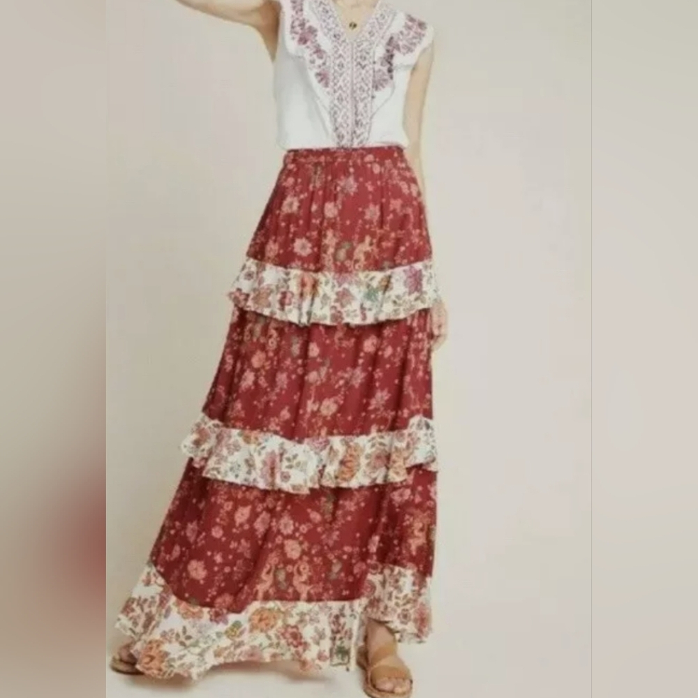 Farm Rio Tiered Maxi Skirt M